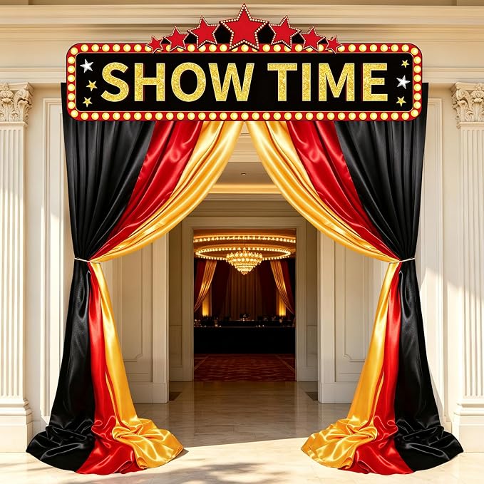 Large Movie Night Decorations, Movie Night Supplies with Show Time Sign
