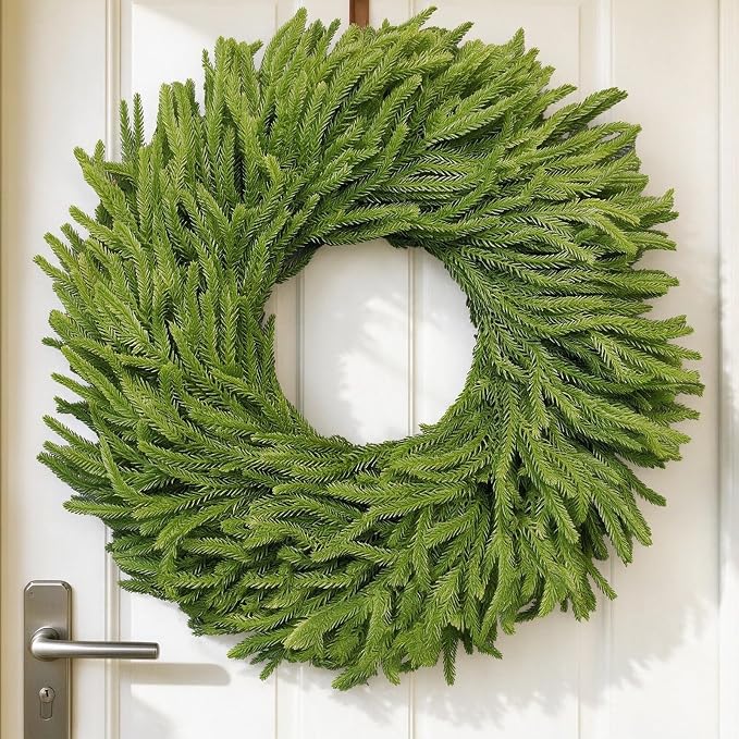 FrutPunch 24In Artificial Norfolk Pine Christmas Wreath for front door - skull wreath