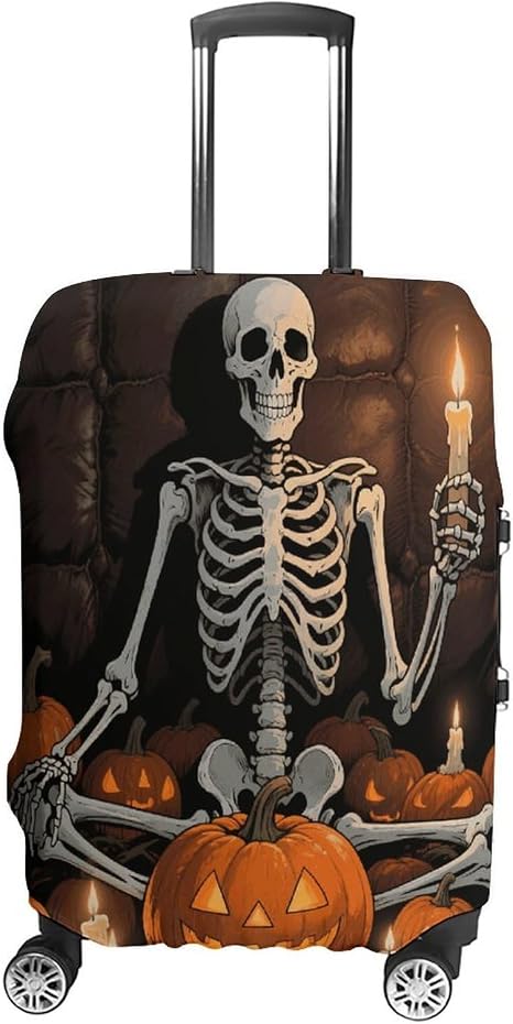 Skull Pumpkin Luggage Suitcase Covers Elastic Washable - skull suitcase