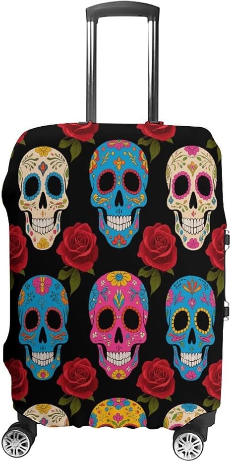 Sugar Skulls Luggage Suitcase Covers Elastic Washable - skull suitcase