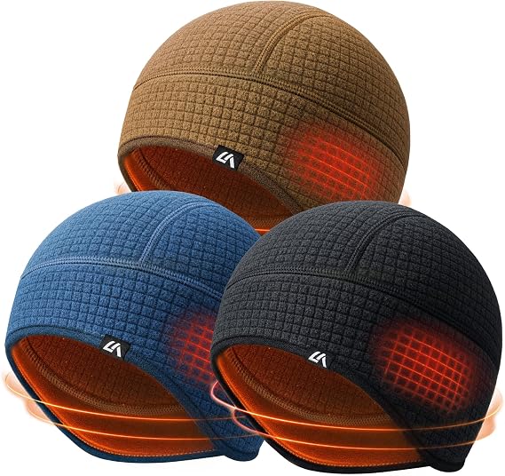 Winter Skull Cap Thermal Waffle Double Fleece Helmet Liner for Men Women - skull helmet