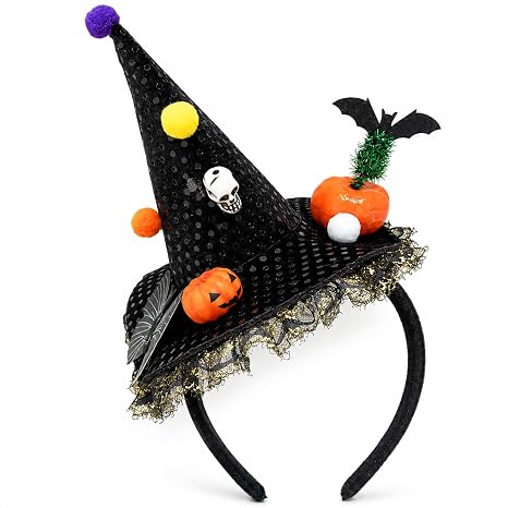 Halloween Witch Hat Headband - skull headband