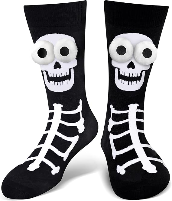 Funny 3D Halloween and Christmas Crew Socks - sugar skull costume