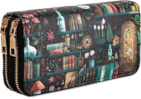 Book Wallet for Women, Goth Gothic Skull Halloween Purse - skull wallet