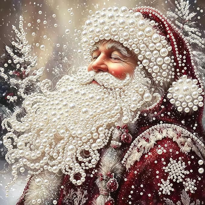 Santa Claus Pearl Diamond Art Kits for Adults,Winter Diamond Painting Kits - skull painting