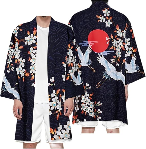 HZCX FASHION Mens Kimono Cardigan With Belt Jacket Robe - skull jacket