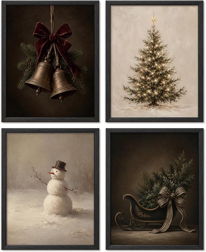 VONTP Moody Christmas Wall Art Decor, Vintage Decor for Bedroom Living Room - skull wall art