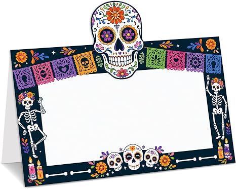 50PCS Dia De Los Muertos Sugar Skull Day of the Dead Name Place Cards - skull plate