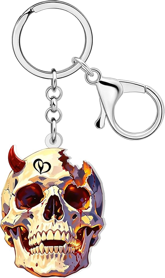WEVENI Spooky Sugar Skull Gifts for Women Acrylic Flower Skull Keychain Halloween Key Chain Charm Day of the Dead Accessories - skull backpack