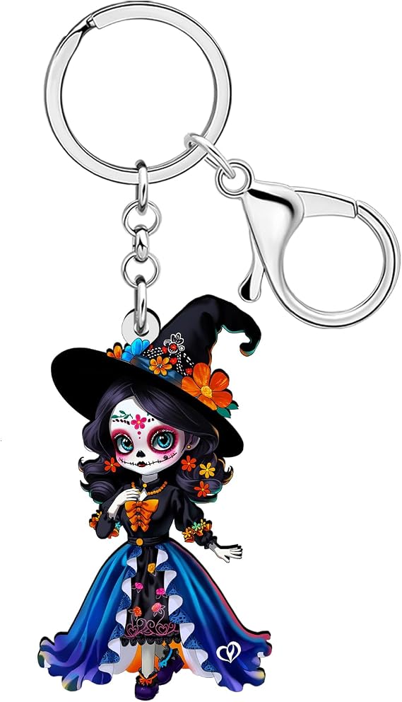 Day of the Dead Catrina Doll Keychain Halloween Gifts - sugar skull costume
