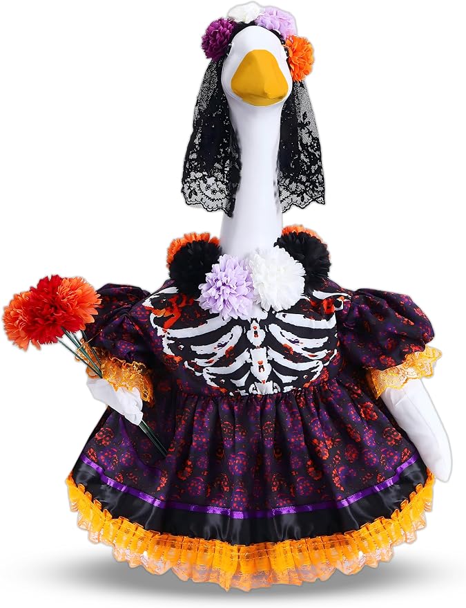 Day of the Dead Porch Goose Outfits, Dia de Los Muertos Costume - sugar skull makeup