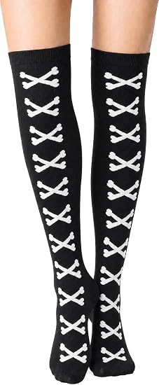 MESU Halloween Thigh High Socks for Women Knee High Sock - sugar skull costume