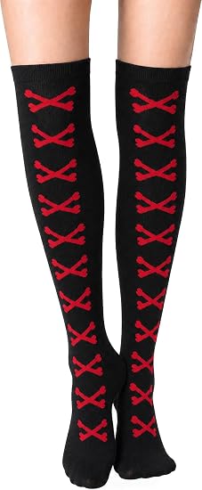 MESU Halloween Thigh High Socks for Women Knee High Sock - sugar skull costume