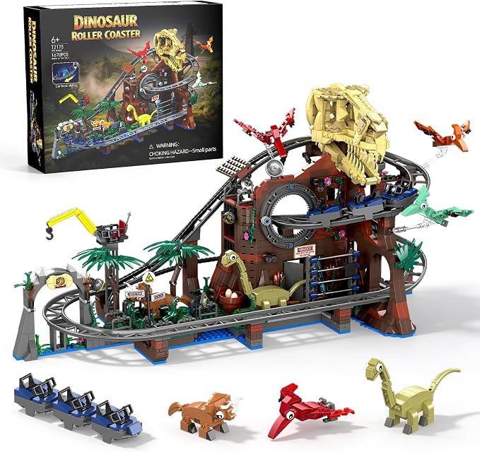 Dinosaur Roller Coaster Building Set for Girls Boys Ages 8-14+ - skull coaster