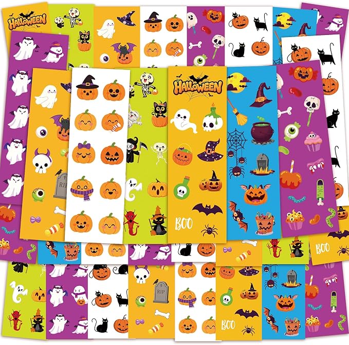 Halloween Stickers Bulk, 336 Pcs Cute Happy Halloween Stickers for Crafts - skull sticker