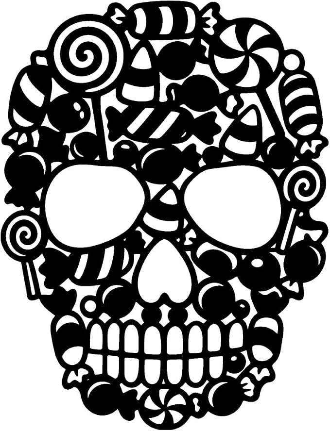 Gothic Sugar Skull Wall Art Whimsical Candy Wall Decor for Home Decor (Black,24inch) - skull sticker