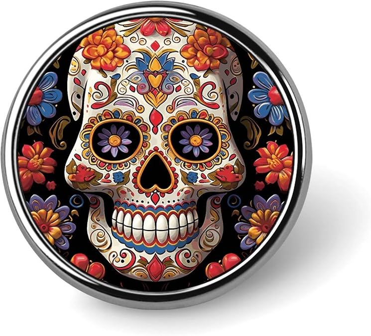 Sugar Skulls Round Lapel Pin Aluminum Alloy Badge - skull tshirt