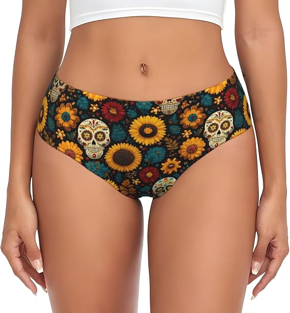 Women'S Bikini Underwear High Cut Soft Panties-Sugar Skull - skull leggings