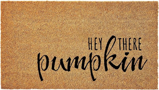 KANKUN Halloween Hey There Pumpkin Door Mat 30×17 Inch, Hello Welcome Mat Coir Fall (Pumpkin – 17″X30″)