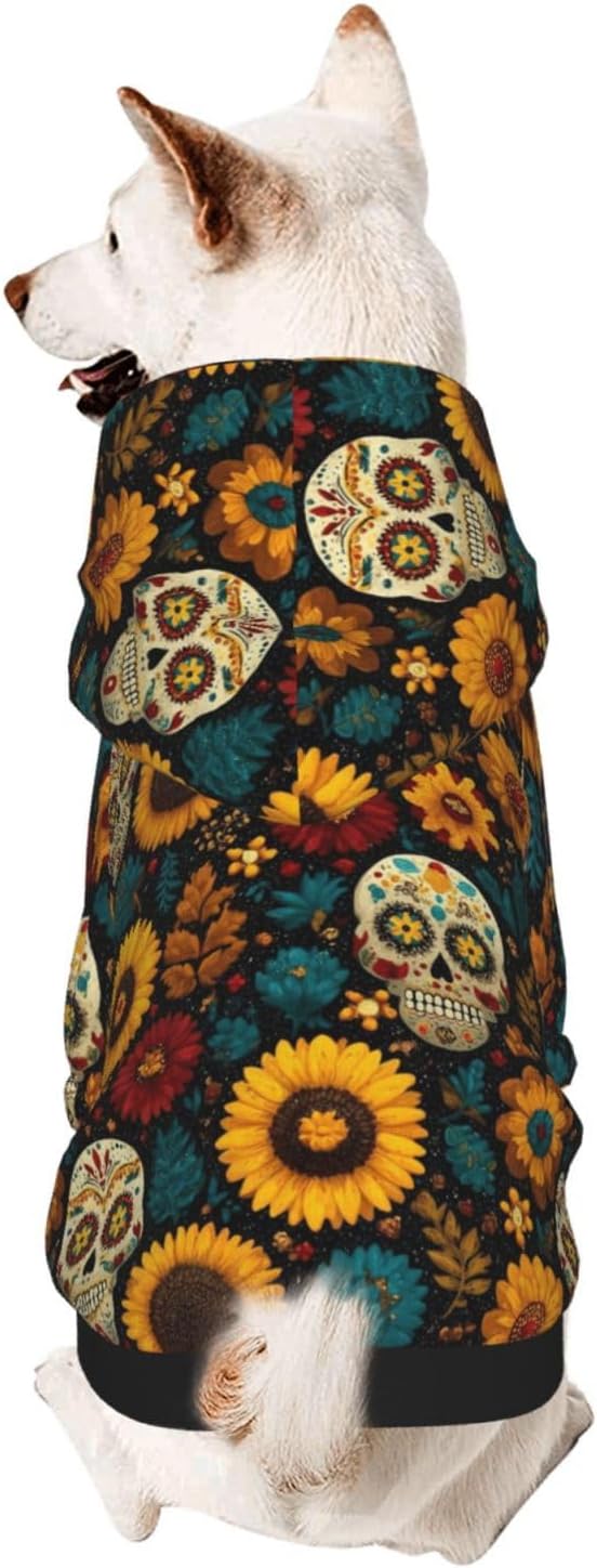 Dog Hoodie Sweatshirt Pet Clothes-Sugar Skull - skull hoodie