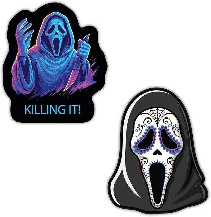 Elektroplate Ghost Face Neon & Sugar Skull Dynamic Decal Set of 2 - skull sticker