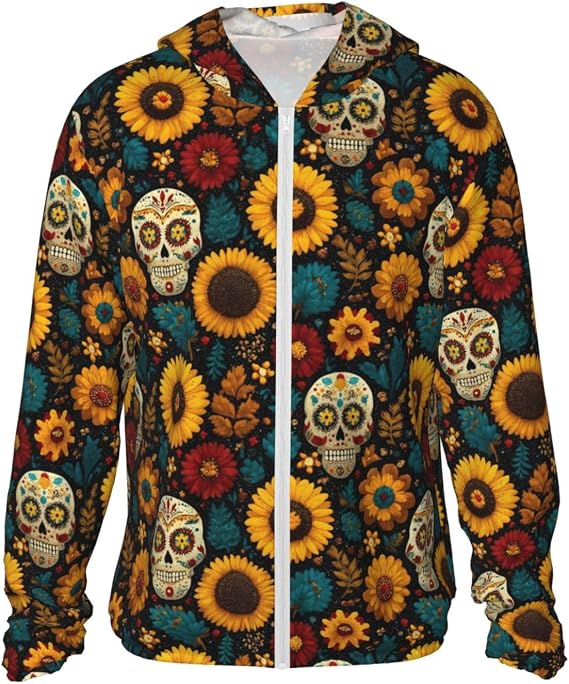 Sun Protection Hoodie Jacket（Sugar Skull） - skull leggings