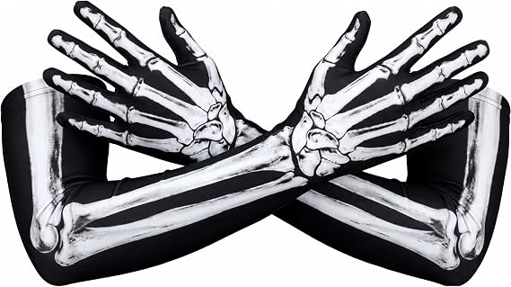 Skeleton Gloves, 3D Skull Hands Halloween Costume for Men Women - sugar skull costume