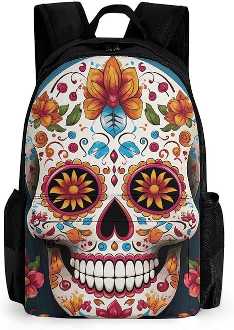 Sugar Skull 17 Inch Laptop Backpack for Business Work - skull backpack