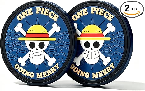 2 Pack One Piece Car Cup Holder Coasters, 2.75 Inch Straw Hat Pirates Skull Anti-Slip Silicone Car Cup Mats, Universal Automotive Drink Holder Insert Coaster Interior Accessories - skull coaster