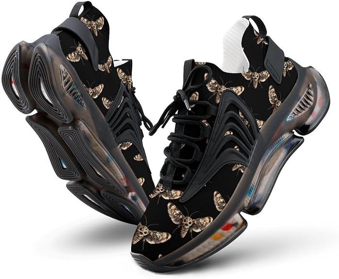 Skull Moth Sneakers for Women Lightweight - sugar skull boots