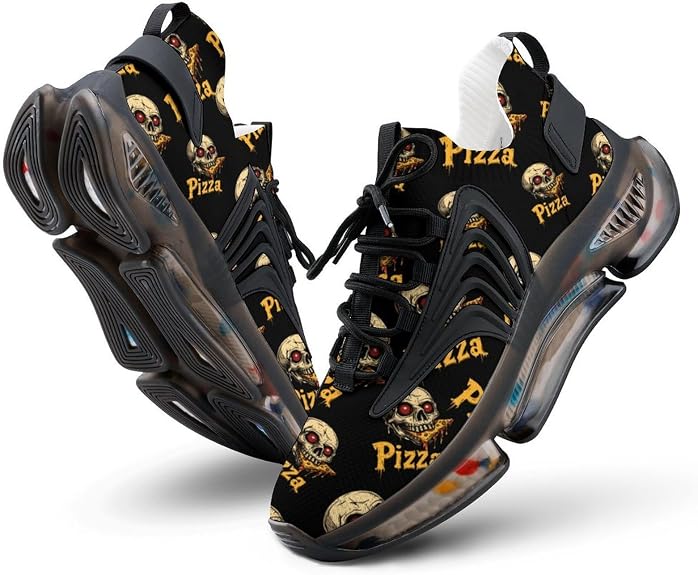 Skull Pizza Sneakers for Women Lightweight - sugar skull boots