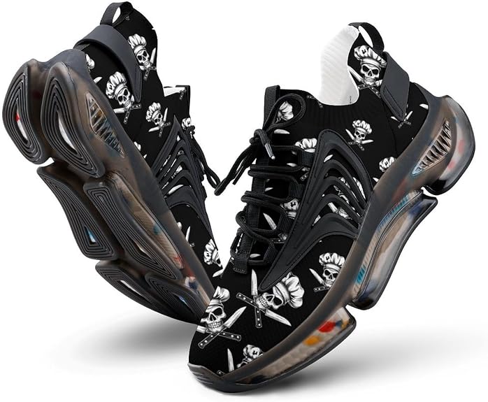 Crossed Chef Knives Skull Sneakers for Women Lightweight - sugar skull boots