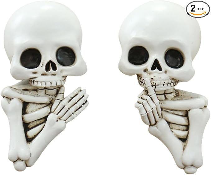 2pcs of Whispering Skull Decorations, Gothic Home Decor for Halloween, Comes with Double-Sided Tape, Suitable for Picture Frames, Sockets, Computers - skull sticker