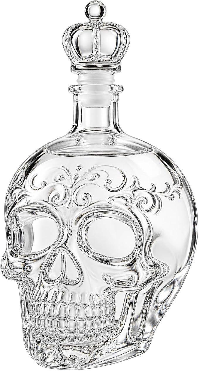 Skull Whiskey Decanter Gothic Glass Liquor Bottle