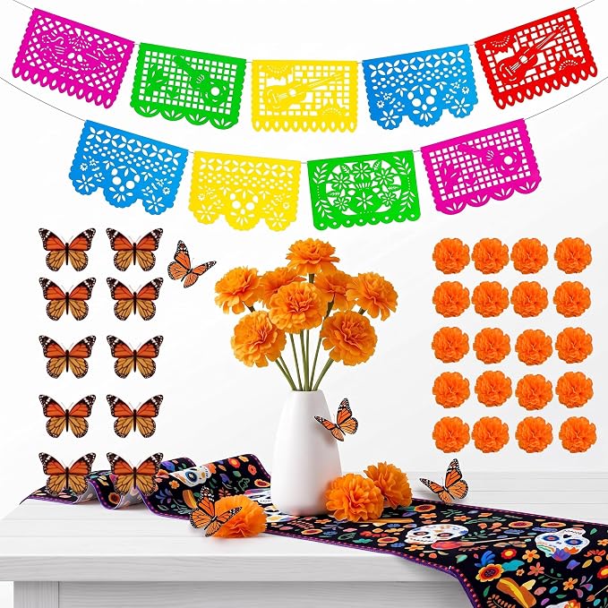 Dia De Los Muertos Decoration Set Day of the Dead Ofrenda Altar Supplies - skull carpet