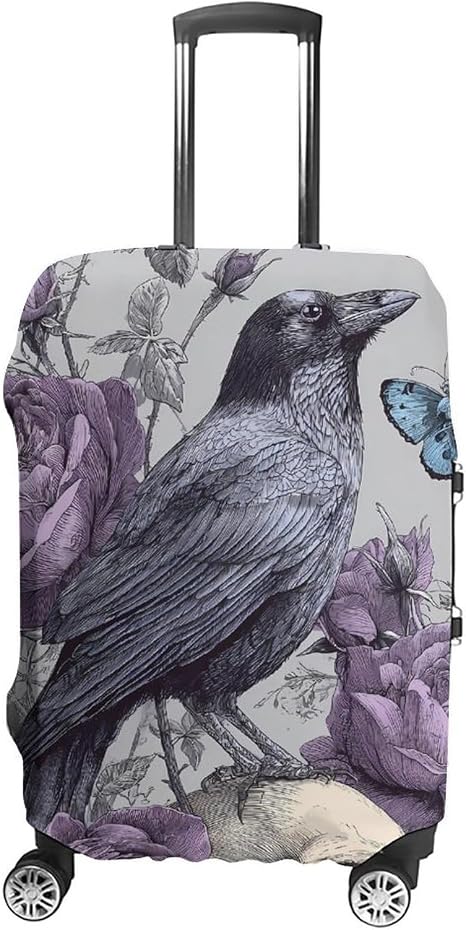 Ravens Skull Travel Luggage Cover 19-32 Inch - skull suitcase