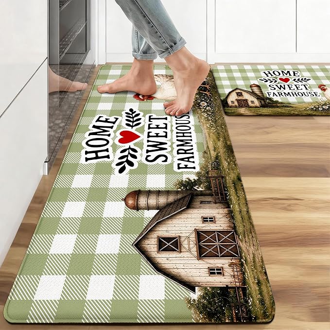 Kitchen Rugs for Floor 2 Pcs Memory Foam Padded Anti Fatigue Kitchen Mat - skull floor mat