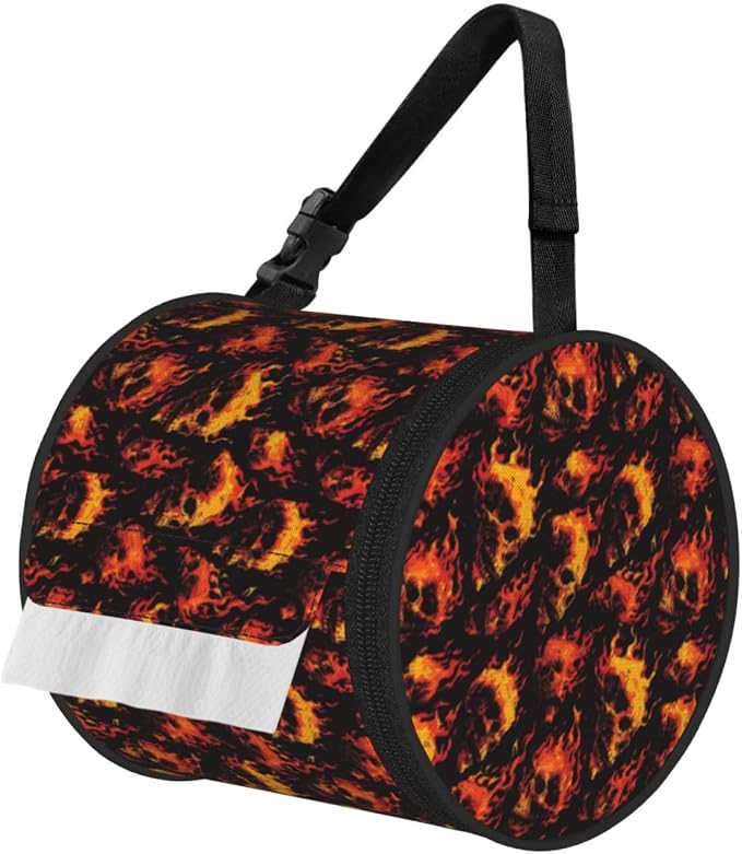 Hanging Toilet Paper Holder-Skulls By Flames - skull toilet paper