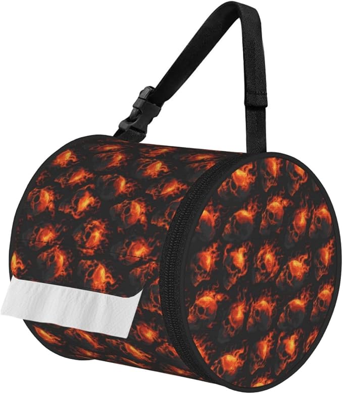 Hanging Toilet Paper Holder-Fire Skull - skull toilet paper