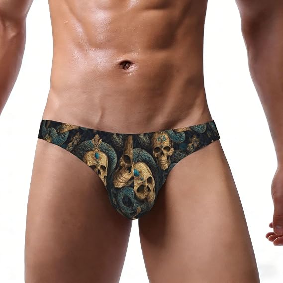 Mens Bikini Underwear-Skulls Snakes - skull swimsuit