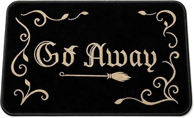 Go Away Halloween Door Mat – Fun Doormat for Front Door Outdoor - skull floor mat