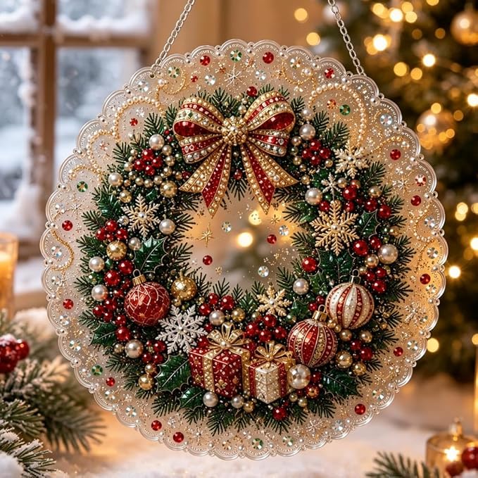 Celwchx Christmas Pearl Diamond Painting Suncatcher Kit - skull painting
