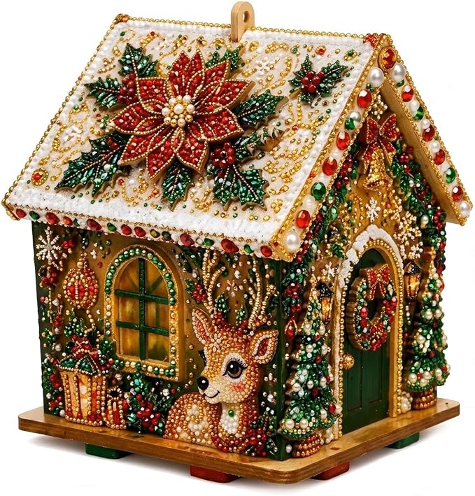 3D Christmas House Diamond Painting Kit,Elk - skull painting