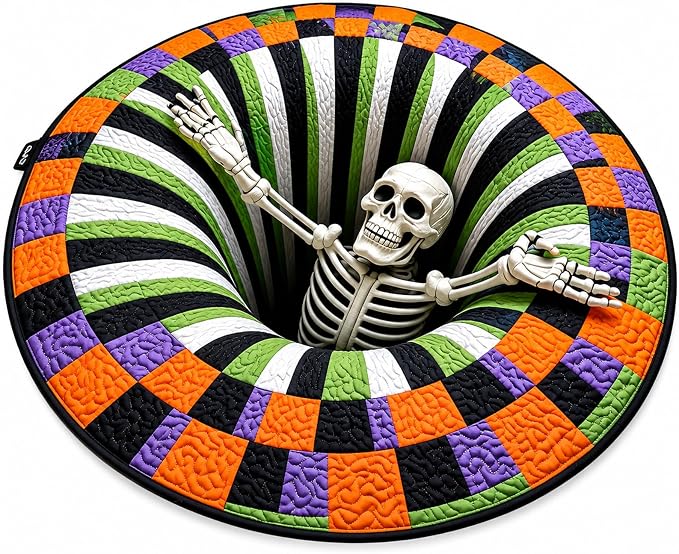 3D Halloween Rugs, Halloween 3D Rugs Optical Illusion Skeleton 40 Inches - skull carpet