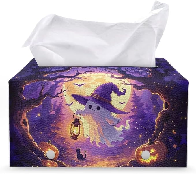 Cute Ghost Design Large Tissue Box Cover Rectangular - skull toilet paper