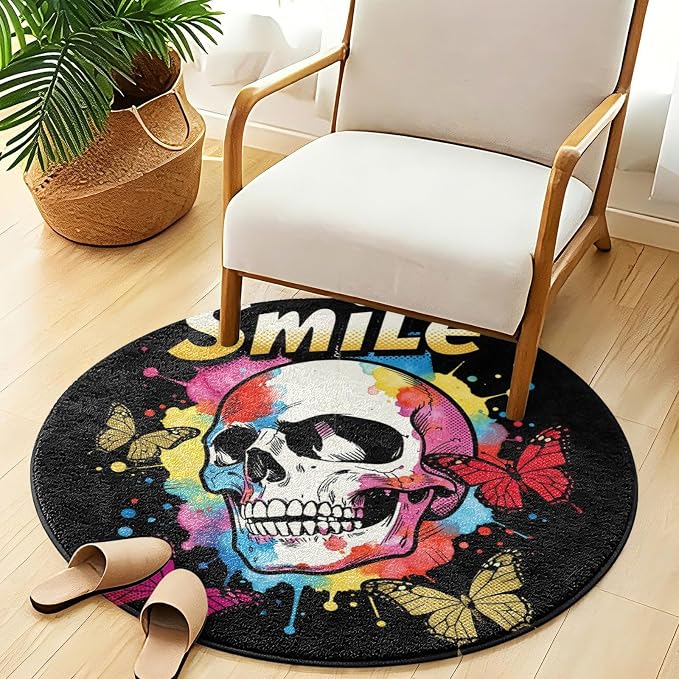 Yuiboo Soft Shaggy Rugs 36in - skull carpet