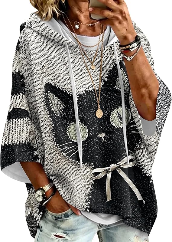 Halloween Sweatshirts for Women Cute 3/4 Sleeve Crew Neck Hoodies - skull sweatshirts