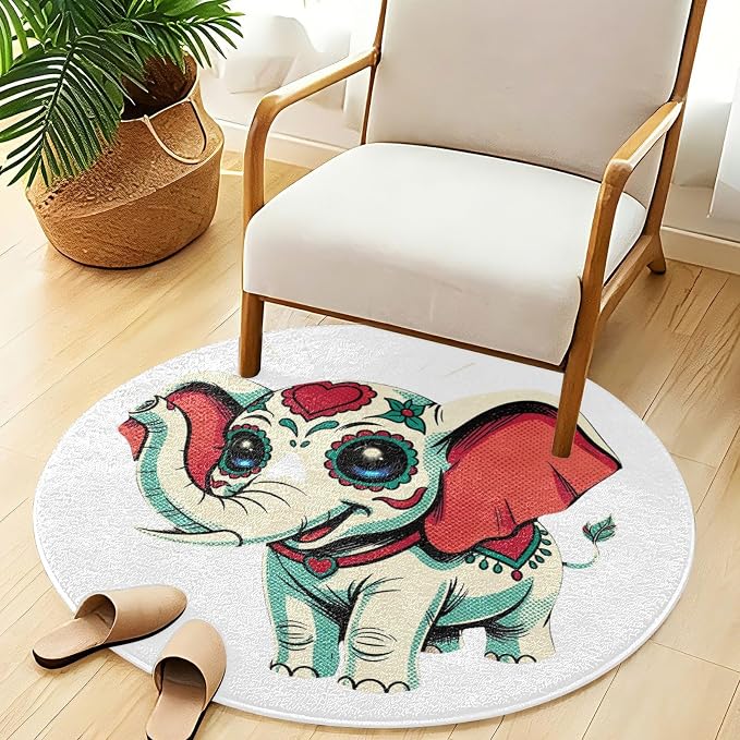 Yuiboo Plush Long Pile Round Rug 36in - skull carpet