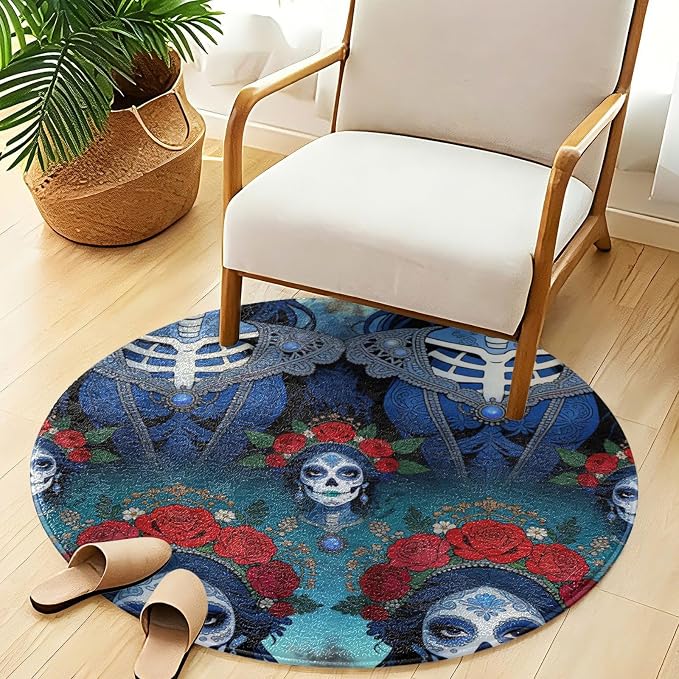 Yuiboo Furry Shaggy Rugs 36in - skull carpet