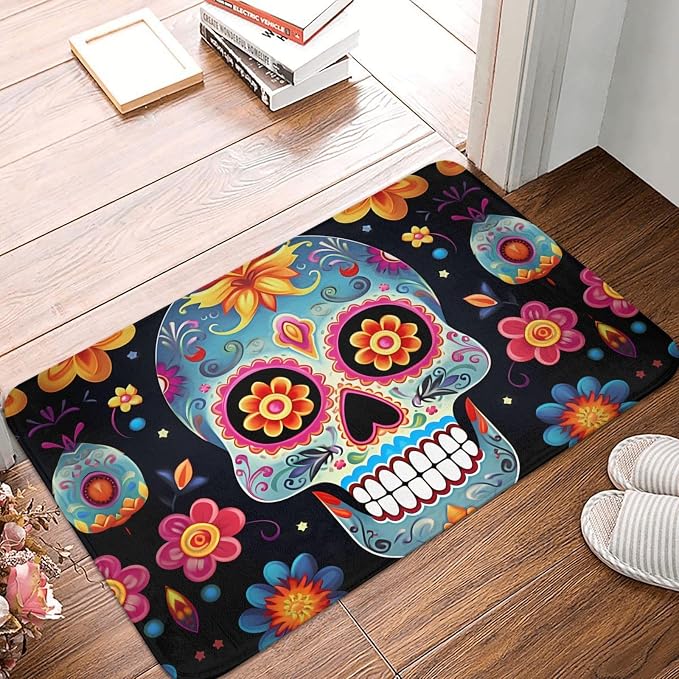 Front Door Mat,Absorbent Indoor Outdoor Doormat Welcome Floor Mat,16"x 24" - skull floor mat